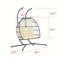 Cozy Two Person Outdoor Rattan Hanging Chair Wicker Egg Swing For Patio Relaxation