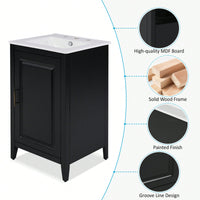 20.3 Inch Black Bathroom Vanity With Sink Soft-Close Door Functional Drawer And Door Shelf