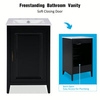 20.3 Inch Black Bathroom Vanity With Sink Soft-Close Door Functional Drawer And Door Shelf