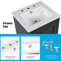 20.3 Inch Black Bathroom Vanity With Sink Soft-Close Door Functional Drawer And Door Shelf