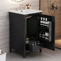 20.3 Inch Black Bathroom Vanity With Sink Soft-Close Door Functional Drawer And Door Shelf