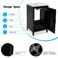 20.3 Inch Black Bathroom Vanity With Sink Soft-Close Door Functional Drawer And Door Shelf