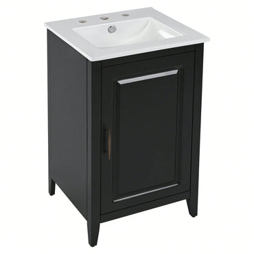 20.3 Inch Black Bathroom Vanity With Sink Soft-Close Door Functional Drawer And Door Shelf