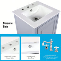 20.3 Inch Black Bathroom Vanity With Sink Soft-Close Door Functional Drawer And Door Shelf