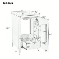 20.3 Inch Black Bathroom Vanity With Sink Soft-Close Door Functional Drawer And Door Shelf