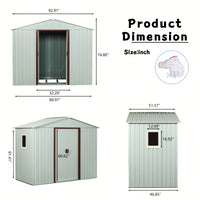 8ft X 4ft Gray Outdoor Metal Storage Shed With Window And Metal Foundation For Garden And Backyard Storage Solutions