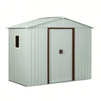 8ft X 4ft Gray Outdoor Metal Storage Shed With Window And Metal Foundation For Garden And Backyard Storage Solutions