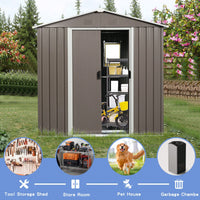 8ft X 4ft Gray Outdoor Metal Storage Shed With Window And Metal Foundation For Garden And Backyard Storage Solutions