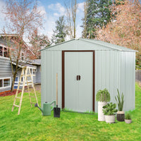 8ft X 4ft Outdoor Metal Storage Shed With Foundation In Gray For Garden And Yard Organization