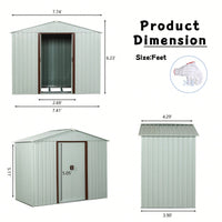 8ft X 4ft Outdoor Metal Storage Shed With Foundation In Gray For Garden And Yard Organization