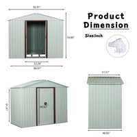 8ft X 4ft Outdoor Metal Storage Shed With Foundation In Gray For Garden And Yard Organization