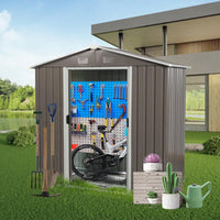 8ft X 4ft Outdoor Metal Storage Shed With Foundation In Gray For Garden And Yard Organization