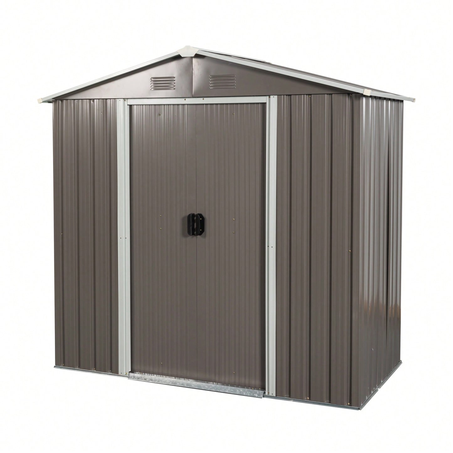 8ft X 4ft Outdoor Metal Storage Shed With Foundation In Gray For Garden And Yard Organization