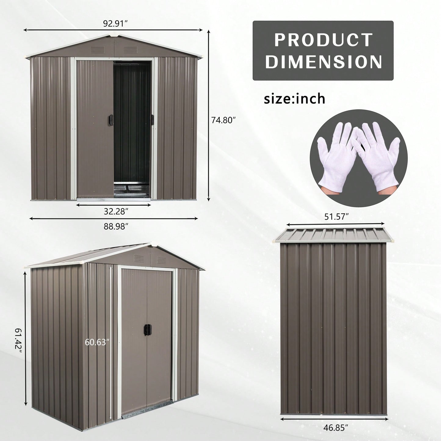 8ft X 4ft Outdoor Metal Storage Shed With Foundation In Gray For Garden And Yard Organization