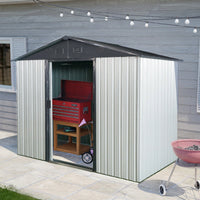 8ft X 4ft Outdoor Metal Storage Shed With Sliding Door For Backyard And Patio Use In Black And White