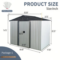 8ft X 4ft Outdoor Metal Storage Shed With Sliding Door For Backyard And Patio Use In Black And White