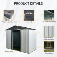 8ft X 4ft Outdoor Metal Storage Shed With Sliding Door For Backyard And Patio Use In Black And White