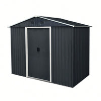 8ft X 4ft Outdoor Metal Storage Shed With Sliding Door For Backyard And Patio Use In Black And White