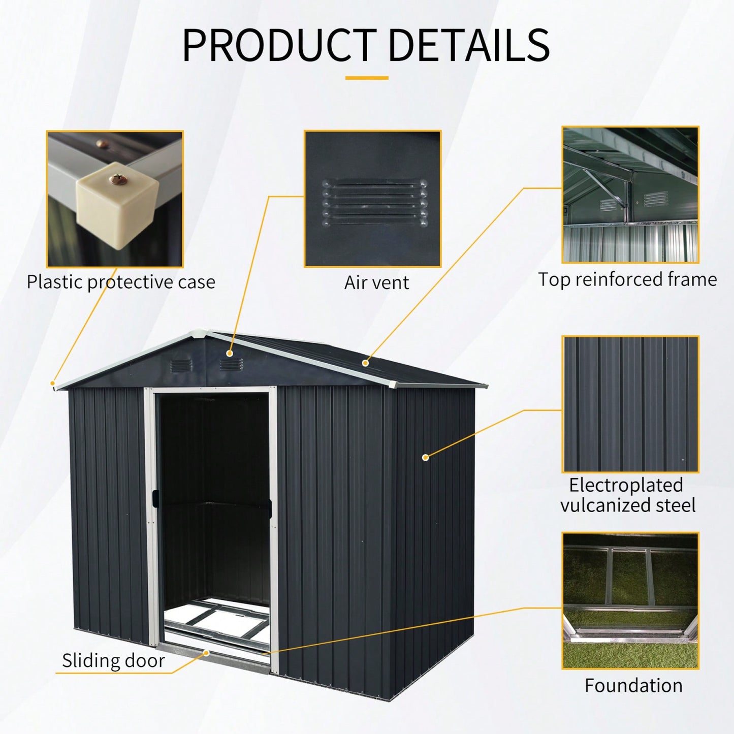 8ft X 4ft Outdoor Metal Storage Shed With Sliding Door For Backyard And Patio Use In Black And White