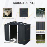 8ft X 4ft Outdoor Metal Storage Shed With Sliding Door For Backyard And Patio Use In Black And White