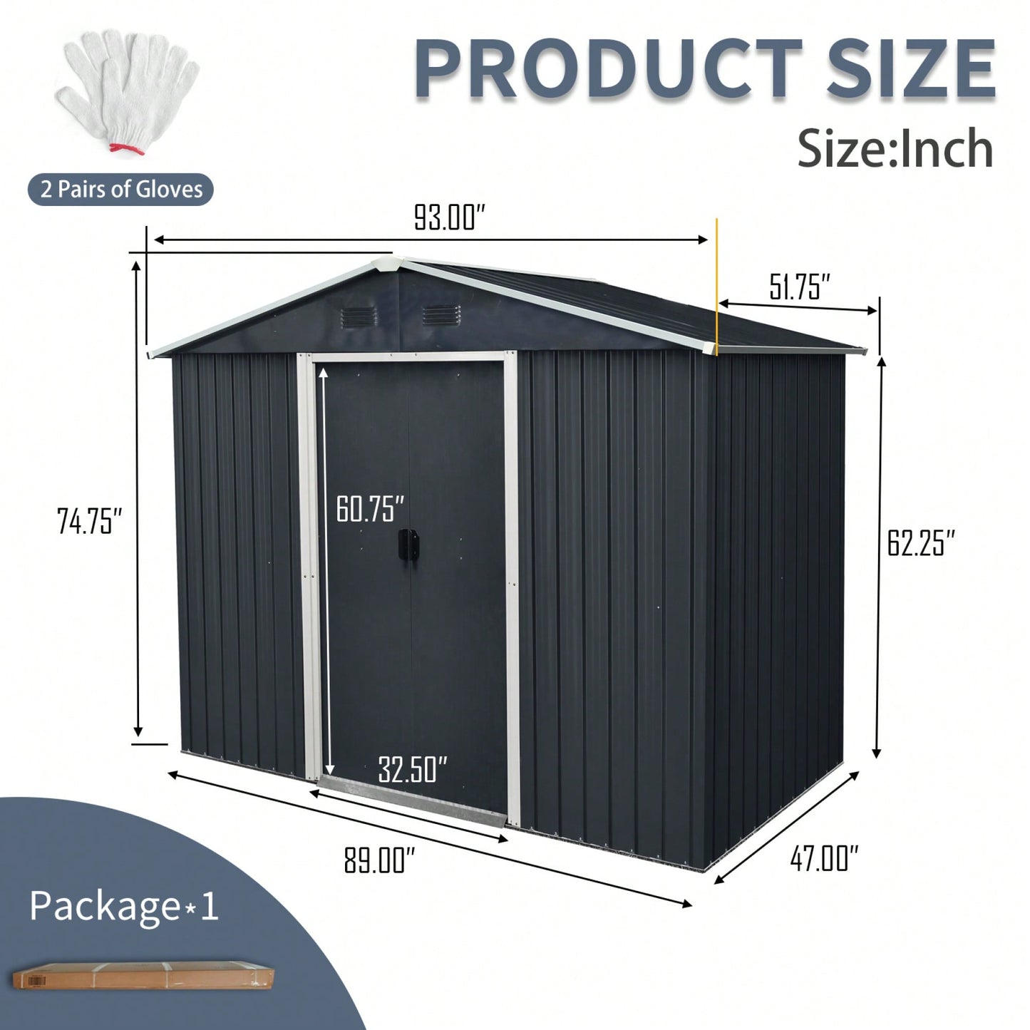 8ft X 4ft Outdoor Metal Storage Shed With Sliding Door For Backyard And Patio Use In Black And White