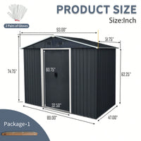 8ft X 4ft Outdoor Metal Storage Shed With Sliding Door For Backyard And Patio Use In Black And White