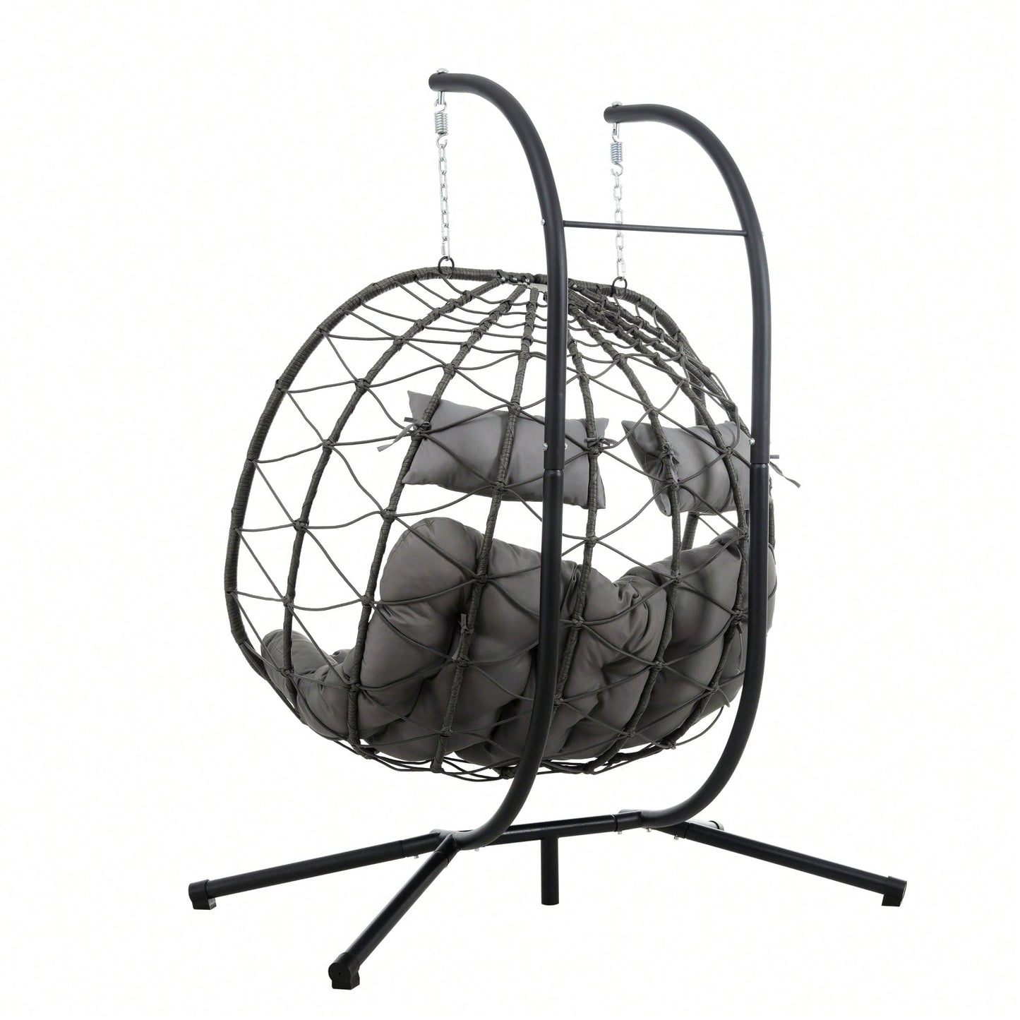 Double Person Wicker Egg Chair With Stand For Indoor Outdoor Swinging Patio Living Room Balcony