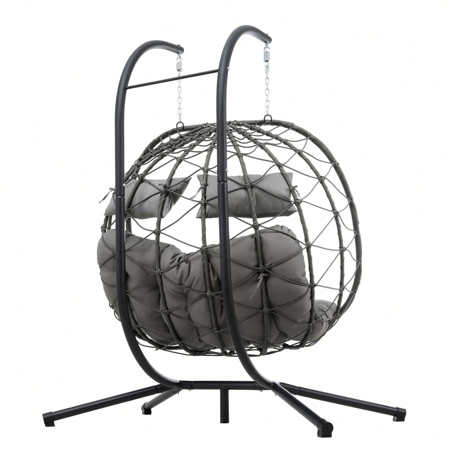 Double Person Wicker Egg Chair With Stand For Indoor Outdoor Swinging Patio Living Room Balcony