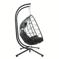 Double Person Wicker Egg Chair With Stand For Indoor Outdoor Swinging Patio Living Room Balcony