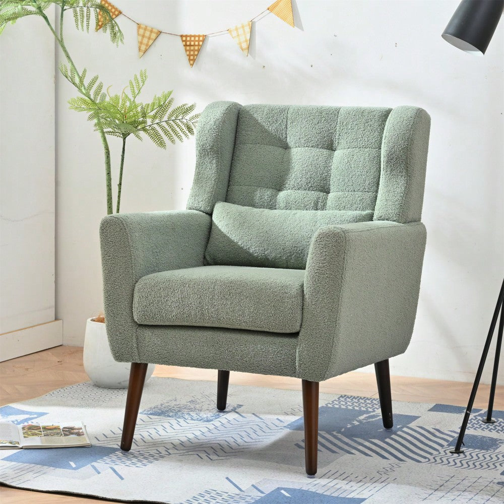 Comfy Teddy Fabric Accent Chair For Living Room And Bedroom Mid Century Lounge Armchair