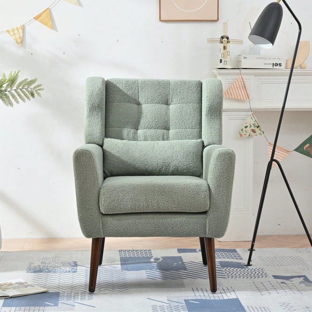 Comfy Teddy Fabric Accent Chair For Living Room And Bedroom Mid Century Lounge Armchair