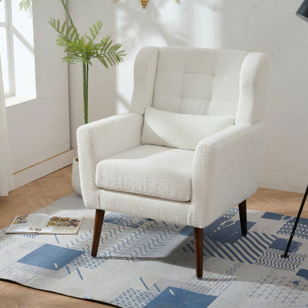 Comfy Teddy Fabric Accent Chair For Living Room And Bedroom Mid Century Lounge Armchair