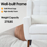 Comfy Teddy Fabric Accent Chair For Living Room And Bedroom Mid Century Lounge Armchair