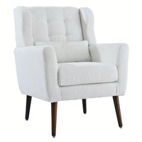 Comfy Teddy Fabric Accent Chair For Living Room And Bedroom Mid Century Lounge Armchair