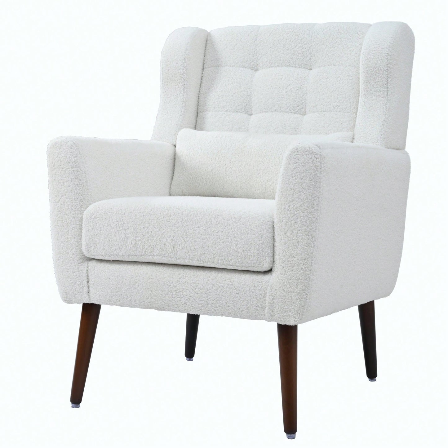 Comfy Teddy Fabric Accent Chair For Living Room And Bedroom Mid Century Lounge Armchair