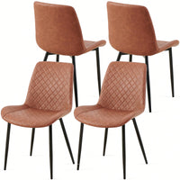 Mid-Century Modern PU Leather Dining Chairs Set Of 4 Armless Side Chairs With Metal Legs For Kitchen And Living Room Beige