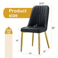 Set Of 2 Sleek PU Leather Dining Chairs With Gold Metal Legs For Kitchen Bedroom And Office Comfort