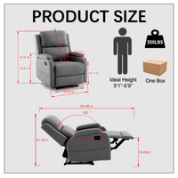 Modern Manual Recliner Sofa Chair For Living Room Office Apartment With Easy-To-Reach Side Button Gray