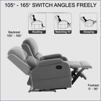 Modern Manual Recliner Sofa Chair For Living Room Office Apartment With Easy-To-Reach Side Button Gray