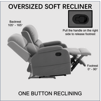 Modern Manual Recliner Sofa Chair For Living Room Office Apartment With Easy-To-Reach Side Button Gray