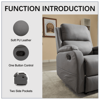 Modern Manual Recliner Sofa Chair For Living Room Office Apartment With Easy-To-Reach Side Button Gray