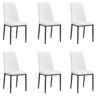 Set Of 6 Modern Faux Leather Dining Chairs With Metal Legs For Kitchen And Dining Room In White