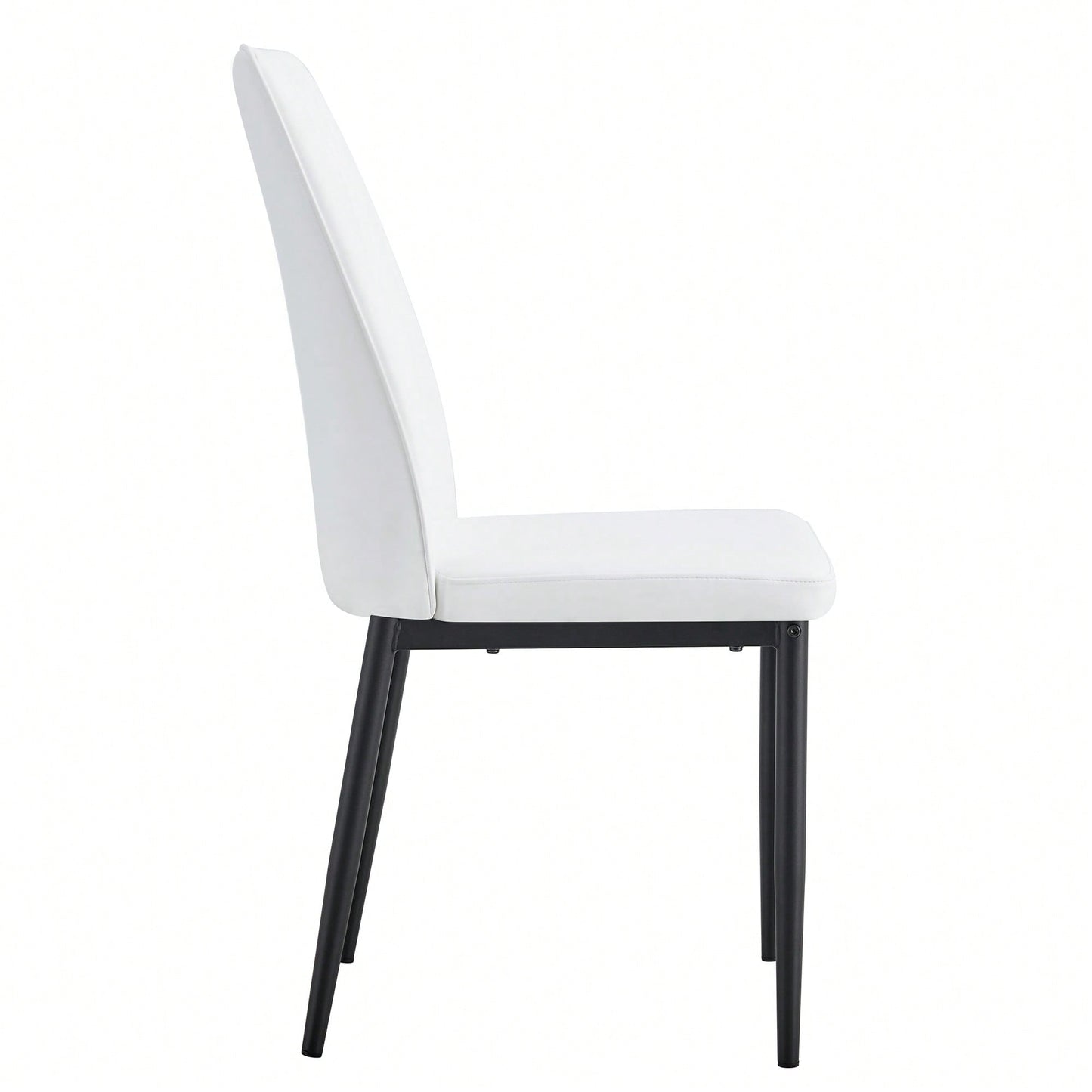 Set Of 6 Modern Faux Leather Dining Chairs With Metal Legs For Kitchen And Dining Room In White