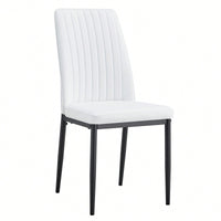 Set Of 6 Modern Faux Leather Dining Chairs With Metal Legs For Kitchen And Dining Room In White