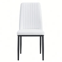 Set Of 6 Modern Faux Leather Dining Chairs With Metal Legs For Kitchen And Dining Room In White