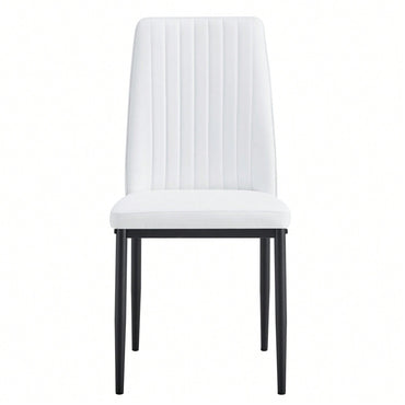 Set Of 6 Modern Faux Leather Dining Chairs With Metal Legs For Kitchen And Dining Room In White