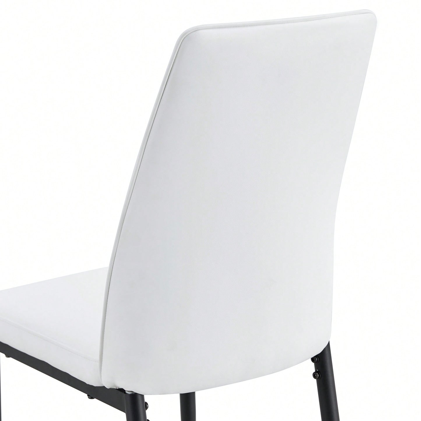 Set Of 6 Modern Faux Leather Dining Chairs With Metal Legs For Kitchen And Dining Room In White