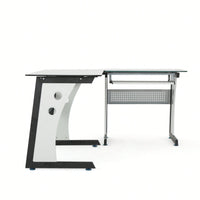 Modern L-Shaped Glass Office Desk For Stylish Workspace Organization