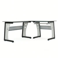 Modern L-Shaped Glass Office Desk For Stylish Workspace Organization