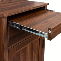 Modular Wine Bar Cabinet With Hutch For Dining Room Storage And Display Brown Walnut